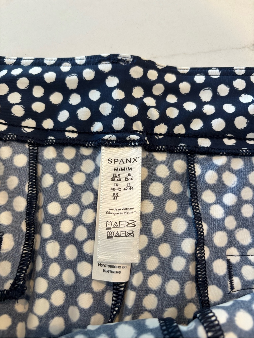 SPANX Navy and White Printed High-Rise Shorts - Picture 6 of 9
